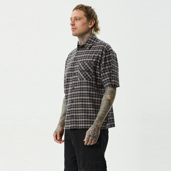 AFENDS Darkness Short Sleeve Shirt - Black Check
