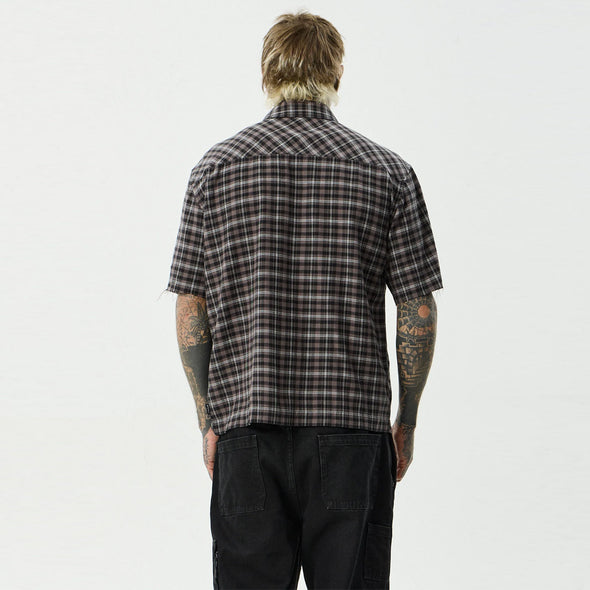 AFENDS Darkness Short Sleeve Shirt - Black Check