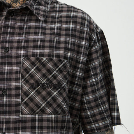 AFENDS Darkness Short Sleeve Shirt - Black Check