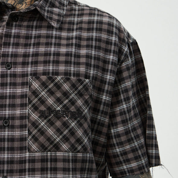 AFENDS Darkness Short Sleeve Shirt - Black Check