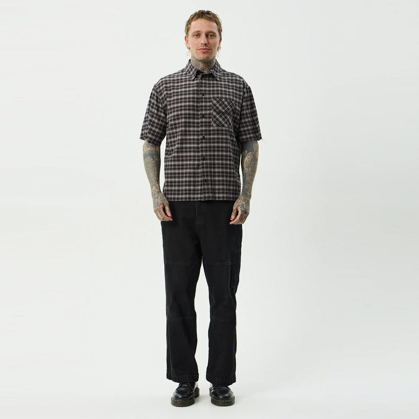 AFENDS Darkness Short Sleeve Shirt - Black Check