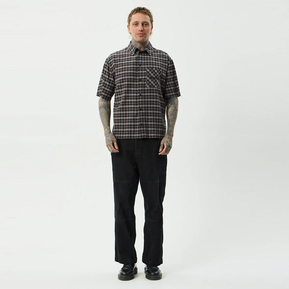 AFENDS Darkness Short Sleeve Shirt - Black Check