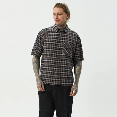 AFENDS Darkness Short Sleeve Shirt - Black Check