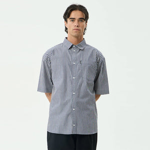AFENDS Delta Short Sleeve Shirt - Navy Stripe