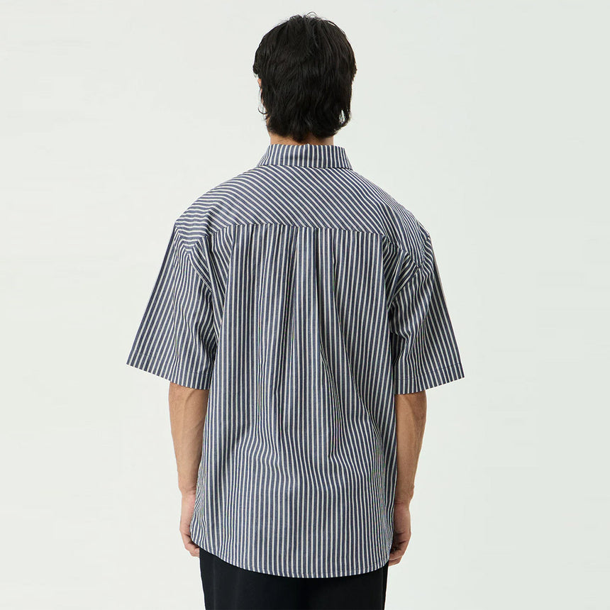 AFENDS Delta Short Sleeve Shirt - Navy Stripe