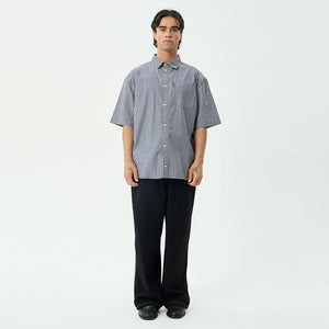 AFENDS Delta Short Sleeve Shirt - Navy Stripe
