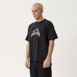 AFENDS Devotion Recycled Heavyweight Boxy Tee - Stone Black