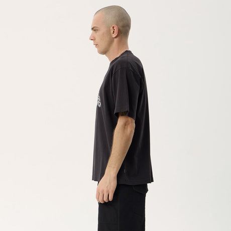 AFENDS Devotion Recycled Heavyweight Boxy Tee - Stone Black