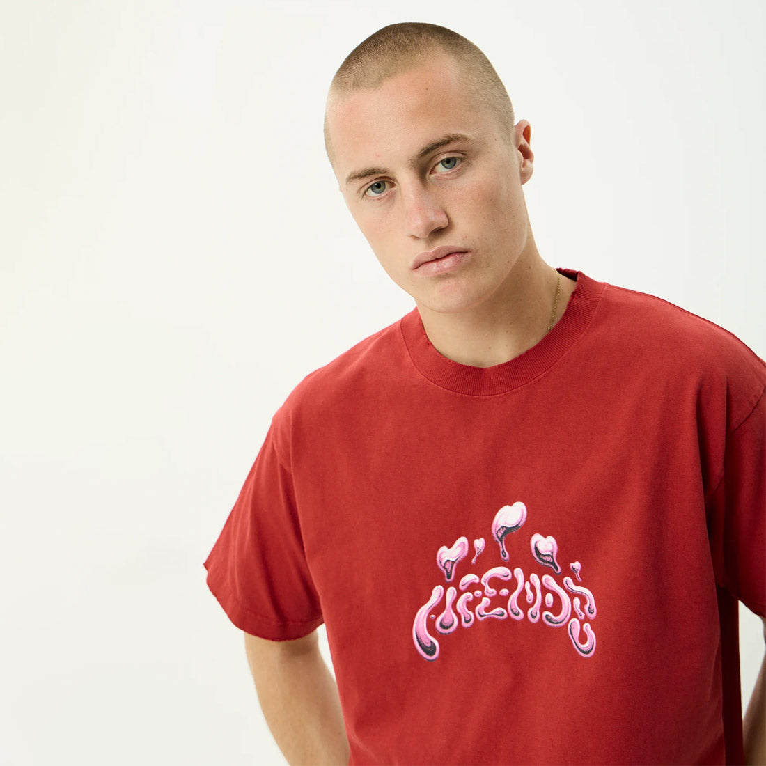 AFENDS Devotion Recycled Heavyweight Boxy Tee - Vintage Ketchup