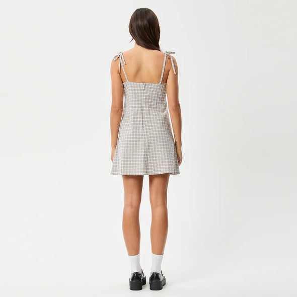 AFENDS Drew Seersucker Mini Dress - Taupe Check