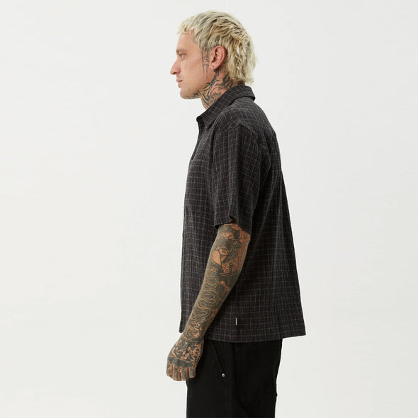 AFENDS Dusk Hemp Seersucker Check Shirt - Black Check