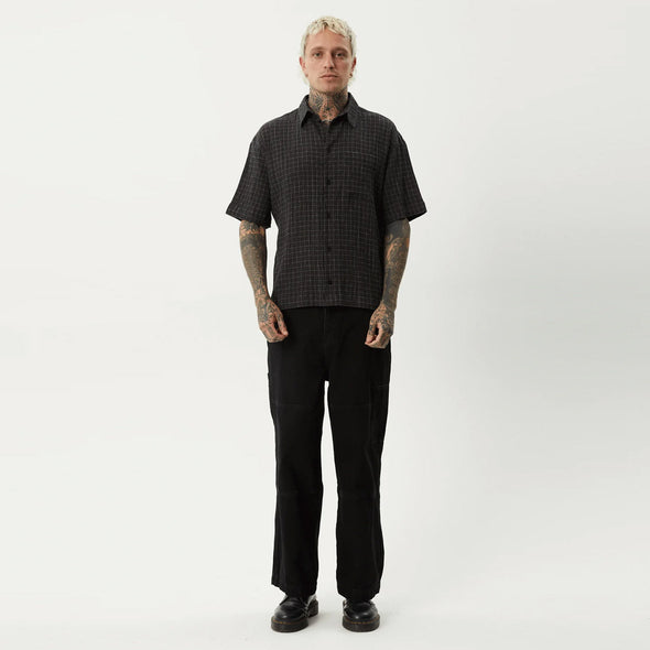 AFENDS Dusk Hemp Seersucker Check Shirt - Black Check