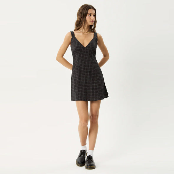 AFENDS Dusk Seersucker Check Mini Dress - Black Check