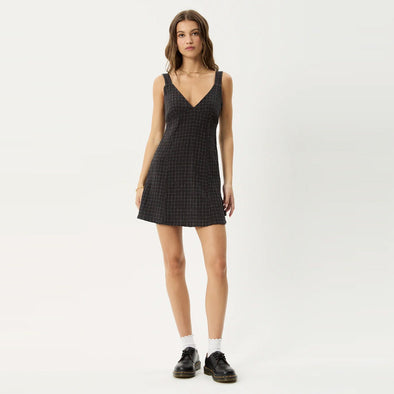 AFENDS Dusk Seersucker Check Mini Dress - Black Check