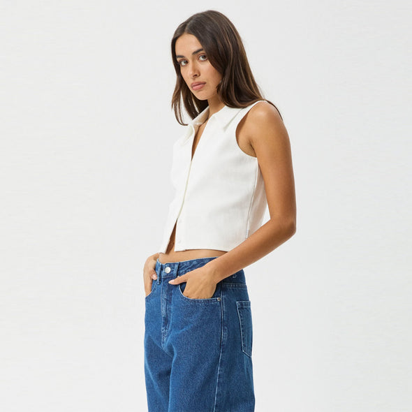 AFENDS Eliza Rib Sleeveless Shirt - White