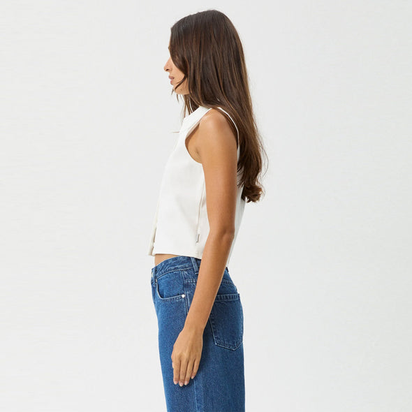 AFENDS Eliza Rib Sleeveless Shirt - White