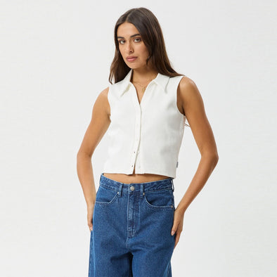AFENDS Eliza Rib Sleeveless Shirt - White