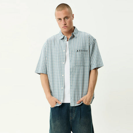 AFENDS Evans Short Sleeve Shirt - Overcast Check