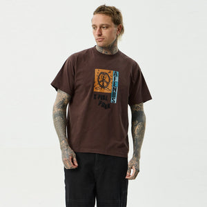 AFENDS Feel Free - Boxy Tee - Washed Coffee