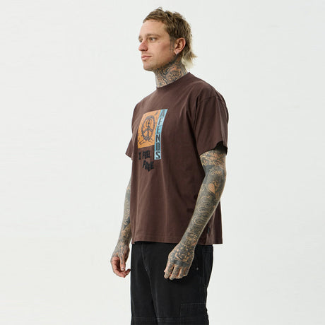 AFENDS Feel Free - Boxy Tee - Washed Coffee