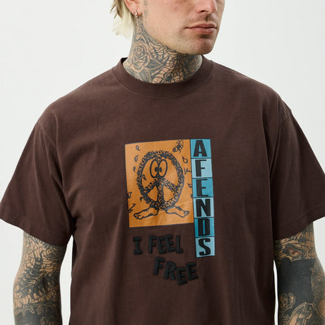 AFENDS Feel Free - Boxy Tee - Washed Coffee