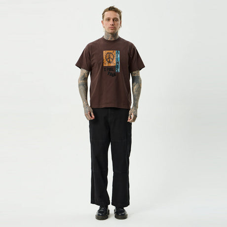 AFENDS Feel Free - Boxy Tee - Washed Coffee