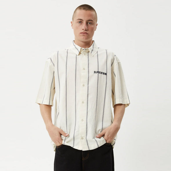 AFENDS Fineline Short Sleeve Shirt - Limestone