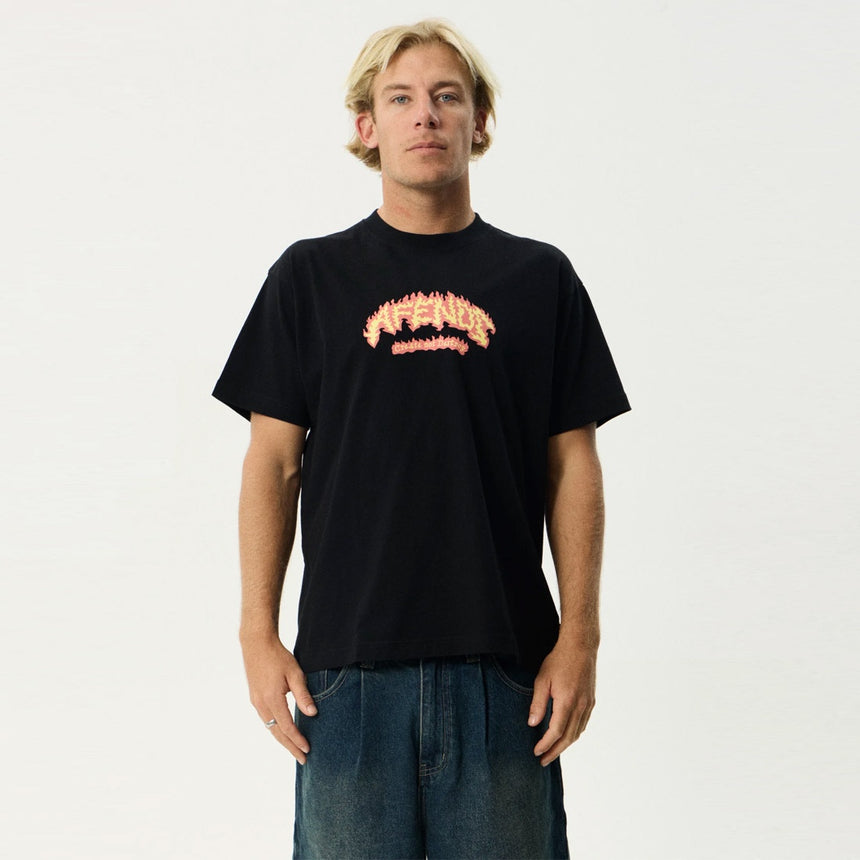 AFENDS Flame On Boxy Tee - Black