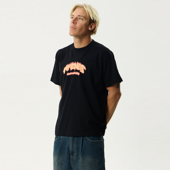 AFENDS Flame On Boxy Tee - Black
