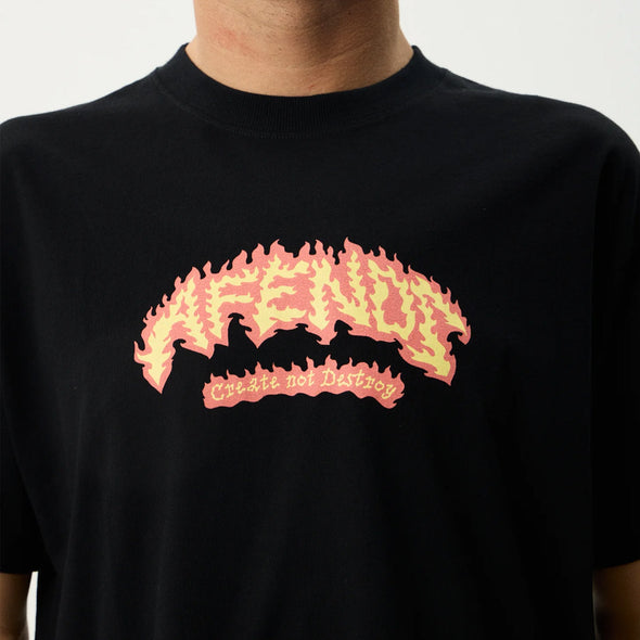 AFENDS Flame On Boxy Tee - Black