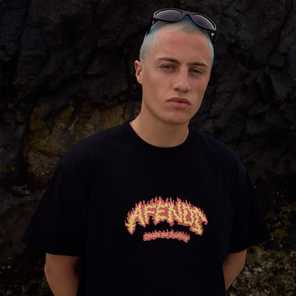 AFENDS Flame On Boxy Tee - Black