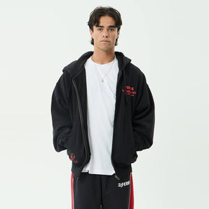 AFENDS Flower Patch Boxy Zip Hood - Stone Black