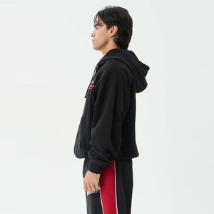 AFENDS Flower Patch Boxy Zip Hood - Stone Black