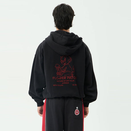AFENDS Flower Patch Boxy Zip Hood - Stone Black