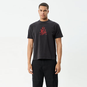 AFENDS Flower Patch Heavyweight Boxy Tee - Stone Black
