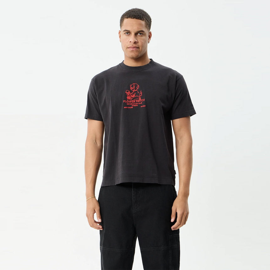 AFENDS Flower Patch Heavyweight Boxy Tee - Stone Black