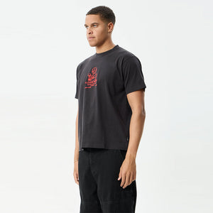 AFENDS Flower Patch Heavyweight Boxy Tee - Stone Black
