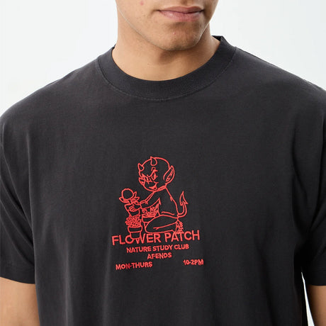 AFENDS Flower Patch Heavyweight Boxy Tee - Stone Black