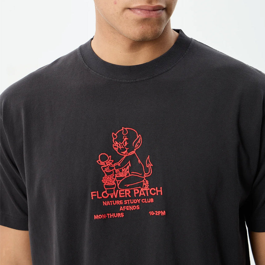 AFENDS Flower Patch Heavyweight Boxy Tee - Stone Black