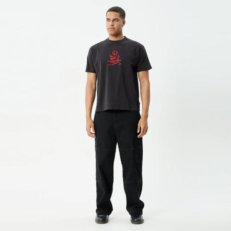 AFENDS Flower Patch Heavyweight Boxy Tee - Stone Black