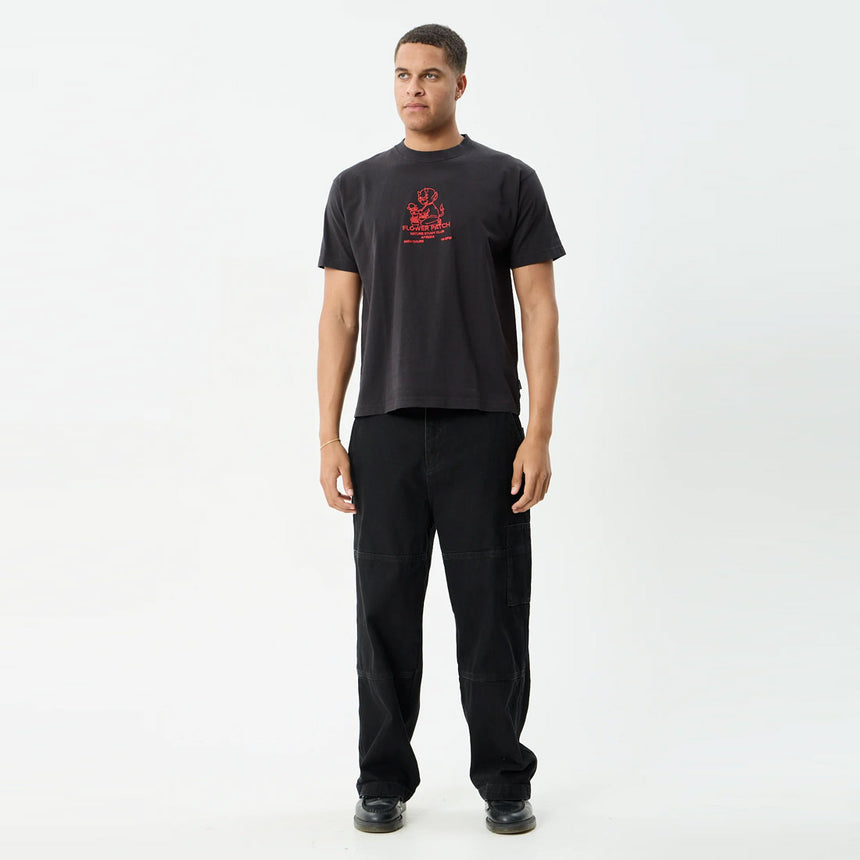 AFENDS Flower Patch Heavyweight Boxy Tee - Stone Black