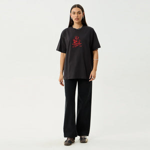 AFENDS Flower Patch Heavyweight Boxy Tee - Stone Black