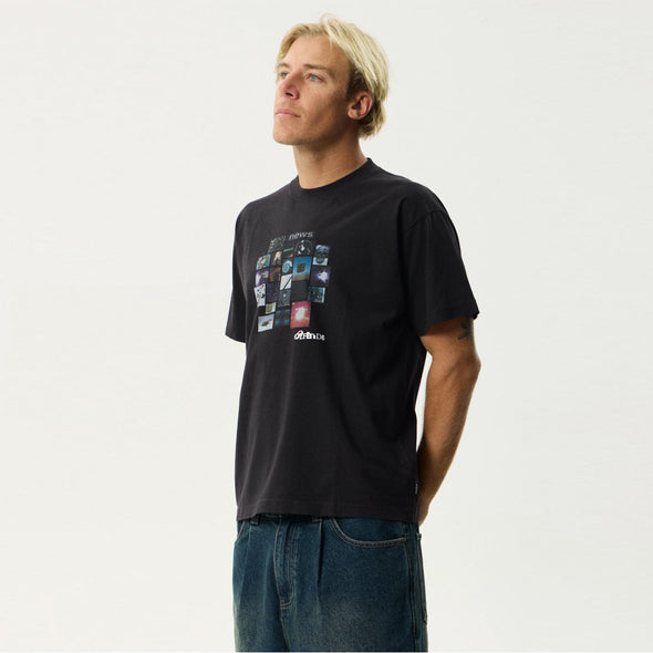 AFENDS Framed Boxy Tee - Stone Black