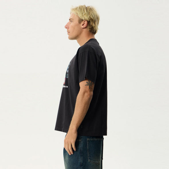 AFENDS Framed Boxy Tee - Stone Black