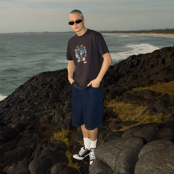 AFENDS Framed Boxy Tee - Stone Black