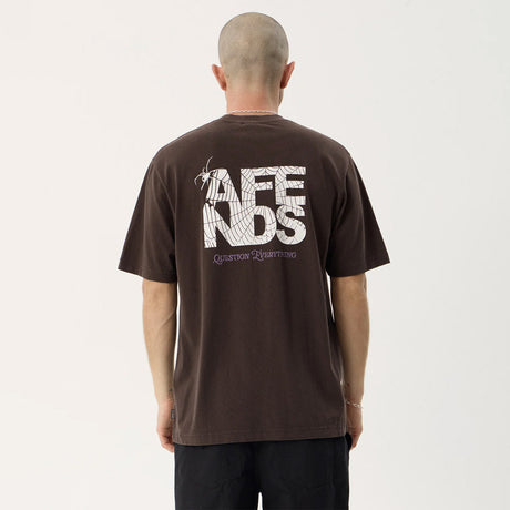 AFENDS Funnel Recycled Retro Tee - Washed Coffee