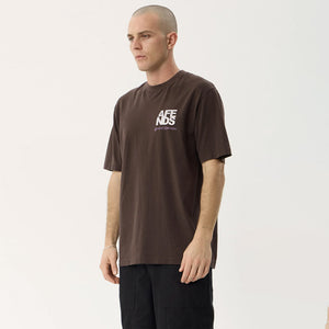 AFENDS Funnel Recycled Retro Tee - Washed Coffee