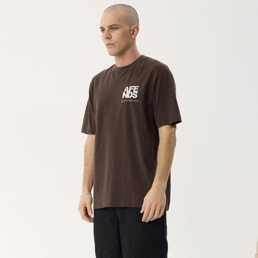 AFENDS Funnel Recycled Retro Tee - Washed Coffee