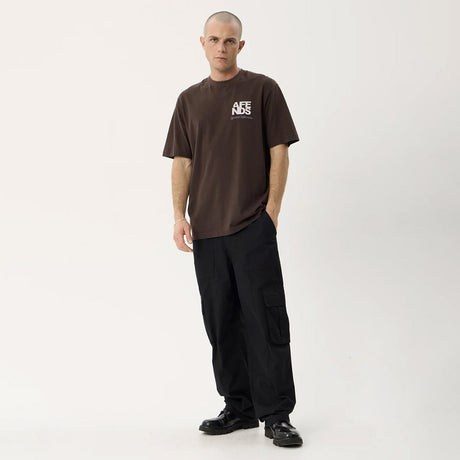 AFENDS Funnel Recycled Retro Tee - Washed Coffee