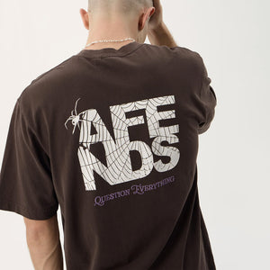 AFENDS Funnel Recycled Retro Tee - Washed Coffee